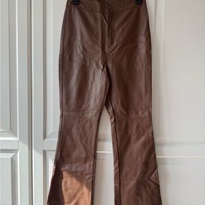 Free People Brown Flared Leather Pants